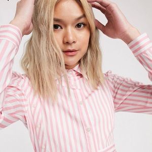 Pink and white stripe maxi dress